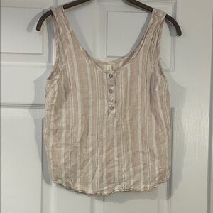 Gentle Fawn Beige and White Striped  Sleeveless Top